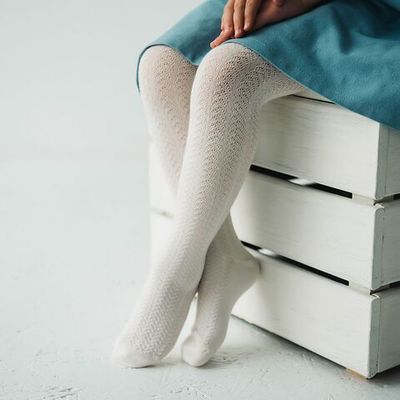 Herringbone-knit tights - Tofu