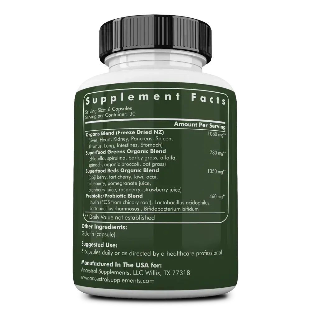 Ancestral Supplements - Animal-Based Greens 180 capsules 612mg
