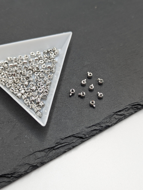 Кримп One Touch родий бочонок, 1шт