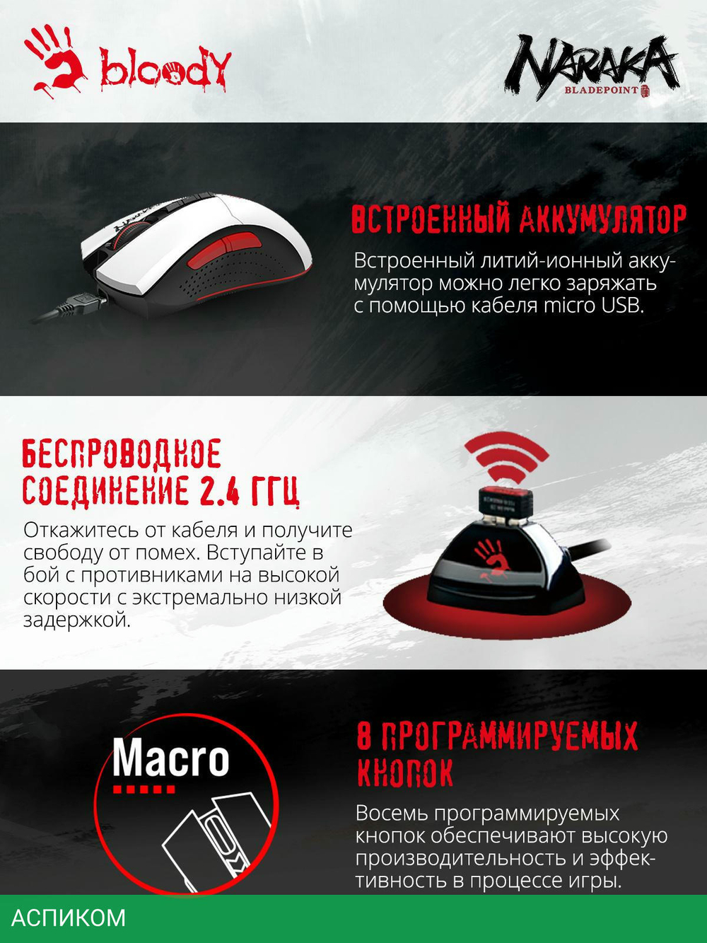 Мышь A4Tech Bloody R90 Plus Naraka белый/рисунок