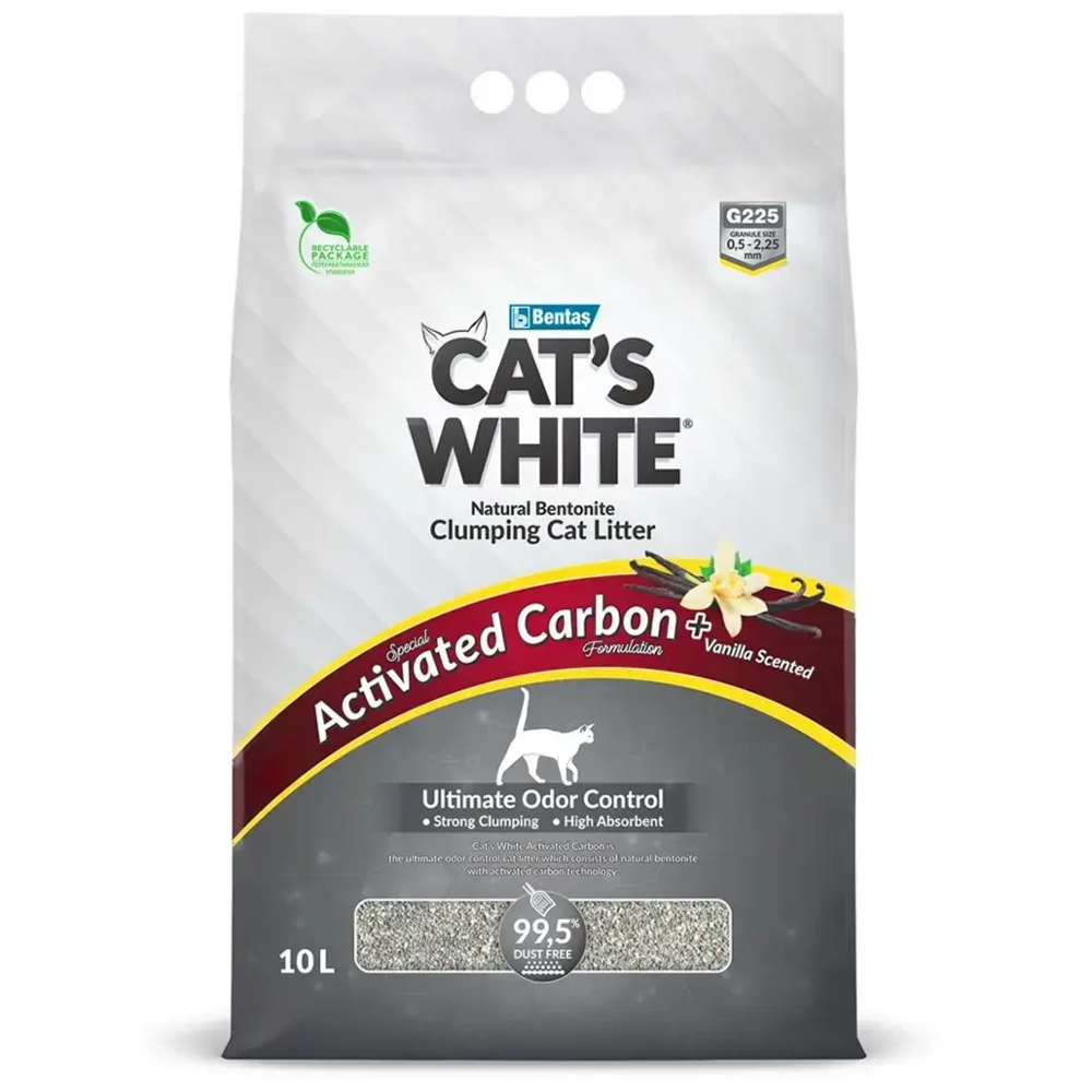Cat's white activated carbon vanilla комкующийся наполнитель с активированным углем и ароматом ванили для кошачьего туалета - 10 л (8,5 кг)