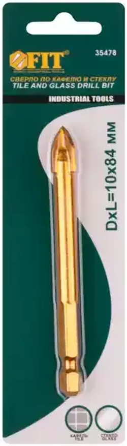 Сверло по кафелю, 4 режущие кромки, титановое покрытие, U-хвостовик