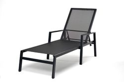 "Парма" шезлонг из алюминия темно-серый (RAL7024) муар, ткань текстилен темно-серая