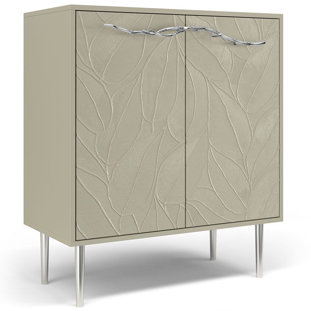 Комод Арт Колор leaves Стайл Сильвер с 2 полками Серый шелк