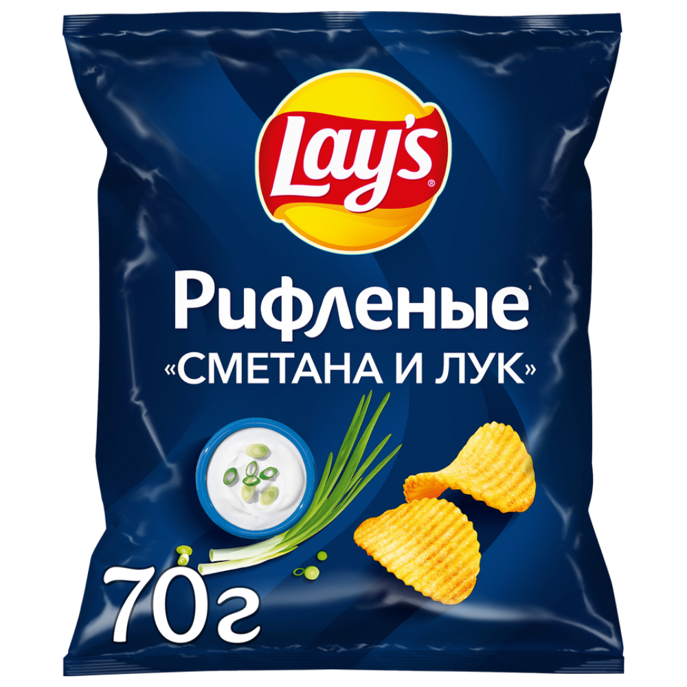 Чипсы картофельные LAY'S Рифленые сметана и лук 70гр