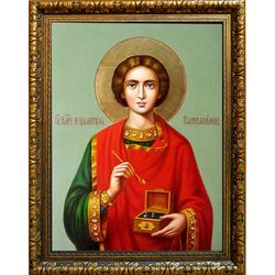 Пантелеймон Святой Целитель. Икона на холсте.