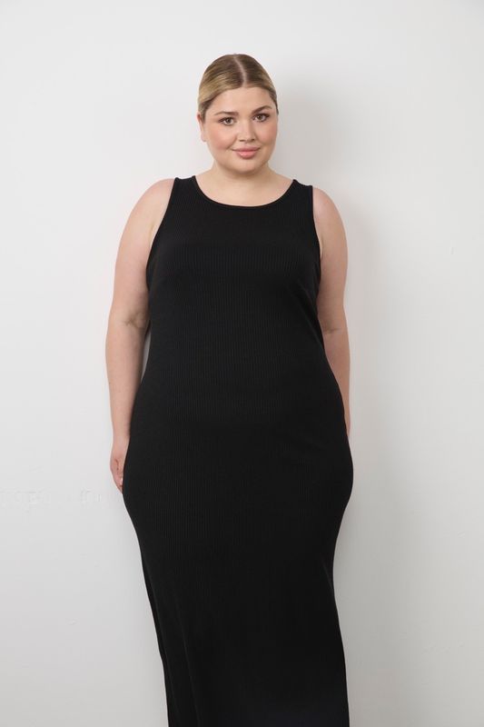 Платье-майка в рубчик; черный