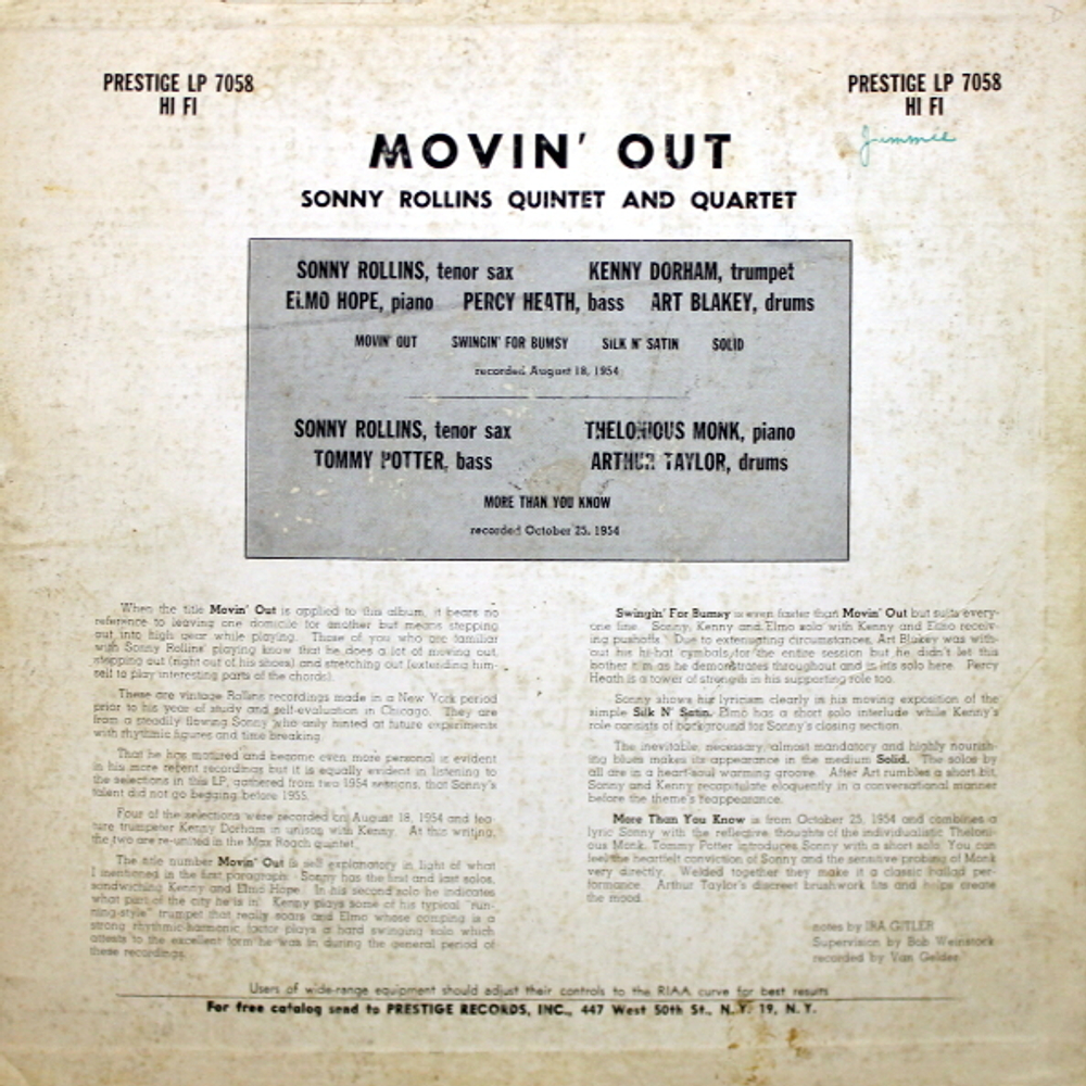 Sonny Rollins / Moving Out (LP)