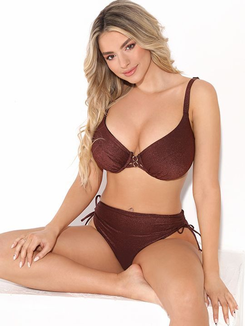 Раздельный купальник Shine: мягкий лиф и плавки на кулисках (Размер: D/XL) (Цвет: голубой)