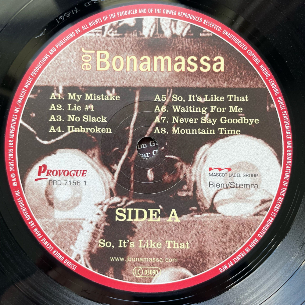 Виниловая пластинка LP Joe Bonamassa So It's Like That (Европейский Союз 2012)