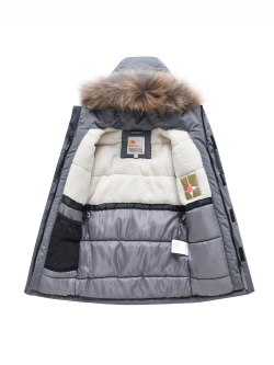 Парка зимняя подростковая для мальчика серого цвета 9331Sr