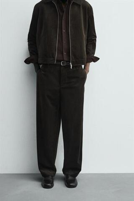 ZARA БРЮКИ ИЗ РЕЛЬЕФНОГО ВЕЛЬВЕТА, КОРИЧНЕВЫЙ