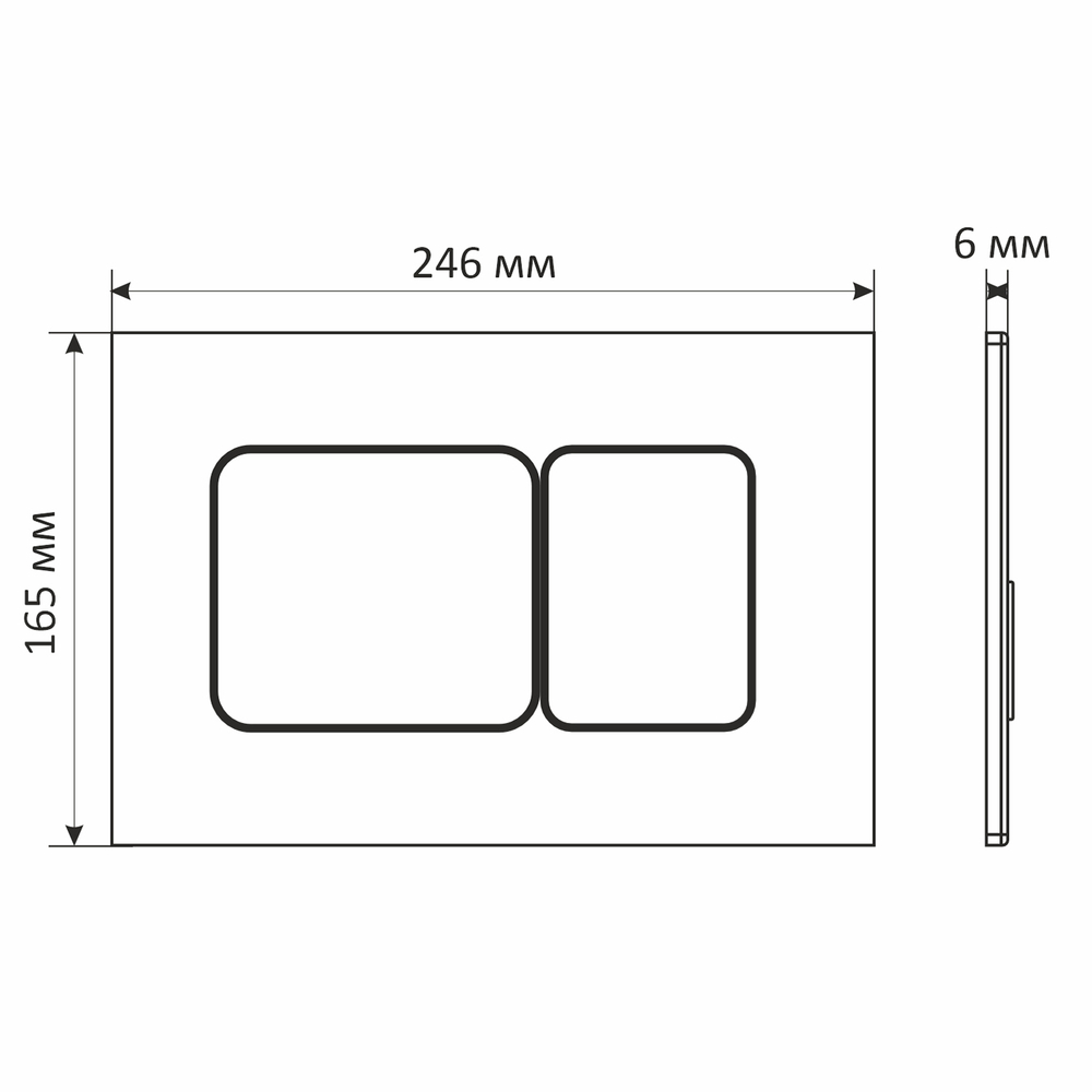 Кнопка смыва WAVE SS08 универсальная, ЧЕРНЫЙ ГРАФИТ, прямоугольная, НЕРЖ