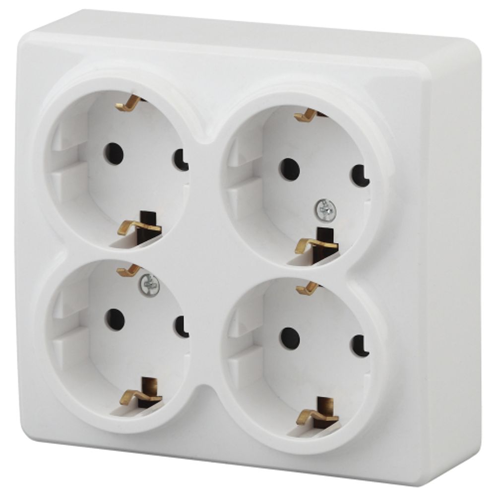 11-2211-01 ЭРА Розетка 4х2P+E Schuko со шторками, 16A-250В, IP20, ОУ, Эра Эксперт, белый | Эра Эксперт
