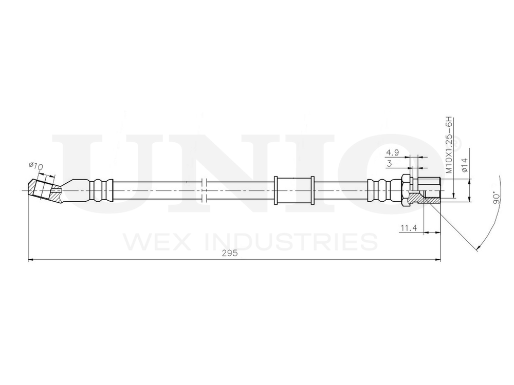 Шланг тормозной передний UNIO BRH-10096