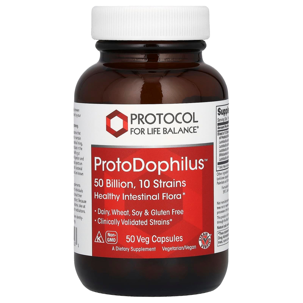 Protocol for Life Balance, ProtoDophilus, 50 млрд, 10 штаммов, 50 вегетарианских капсул