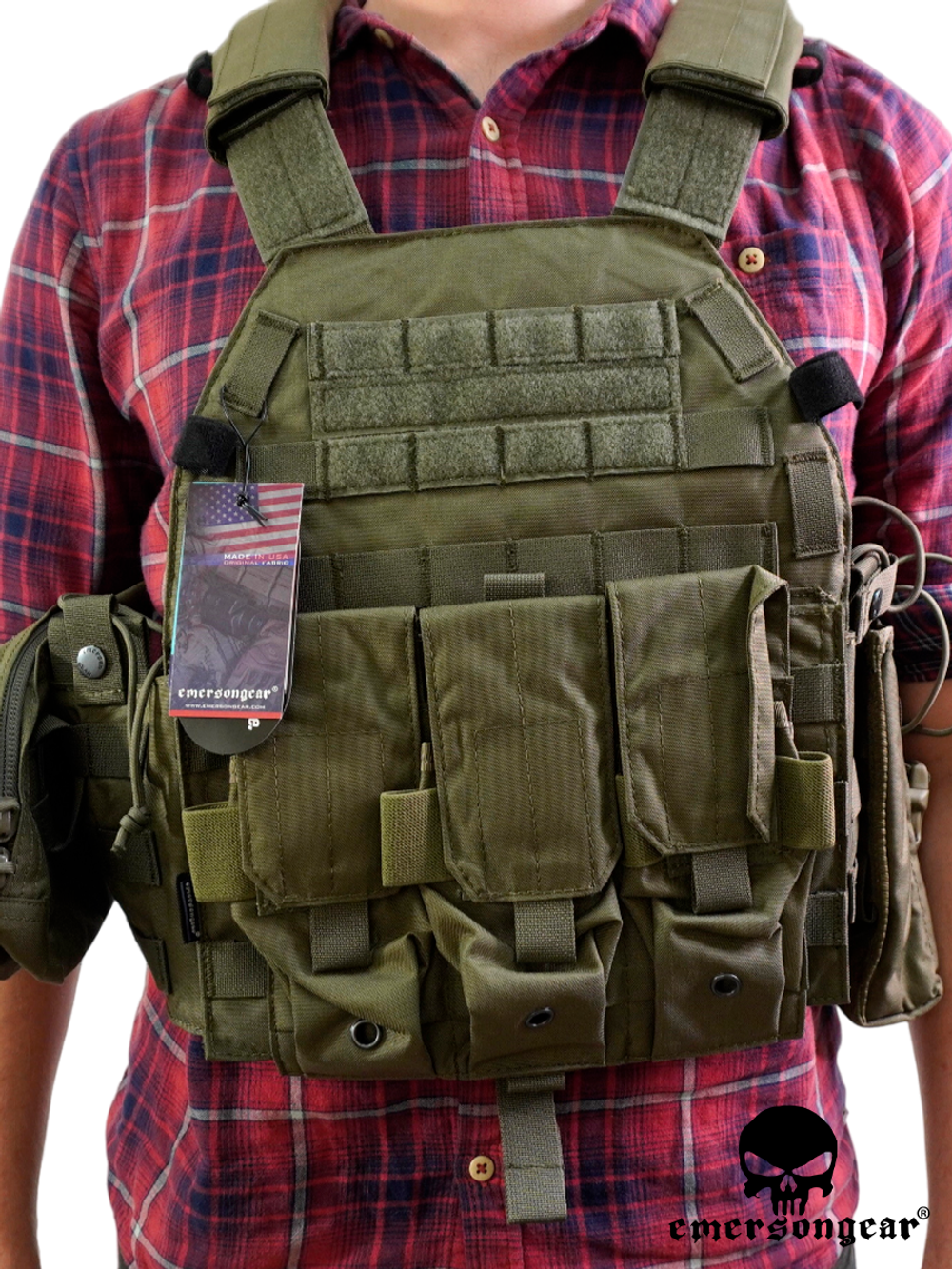 Бронежилет EmersonGear LBT6094A Style Plate Carrier w 3 pouches (EM7440RG). Олива