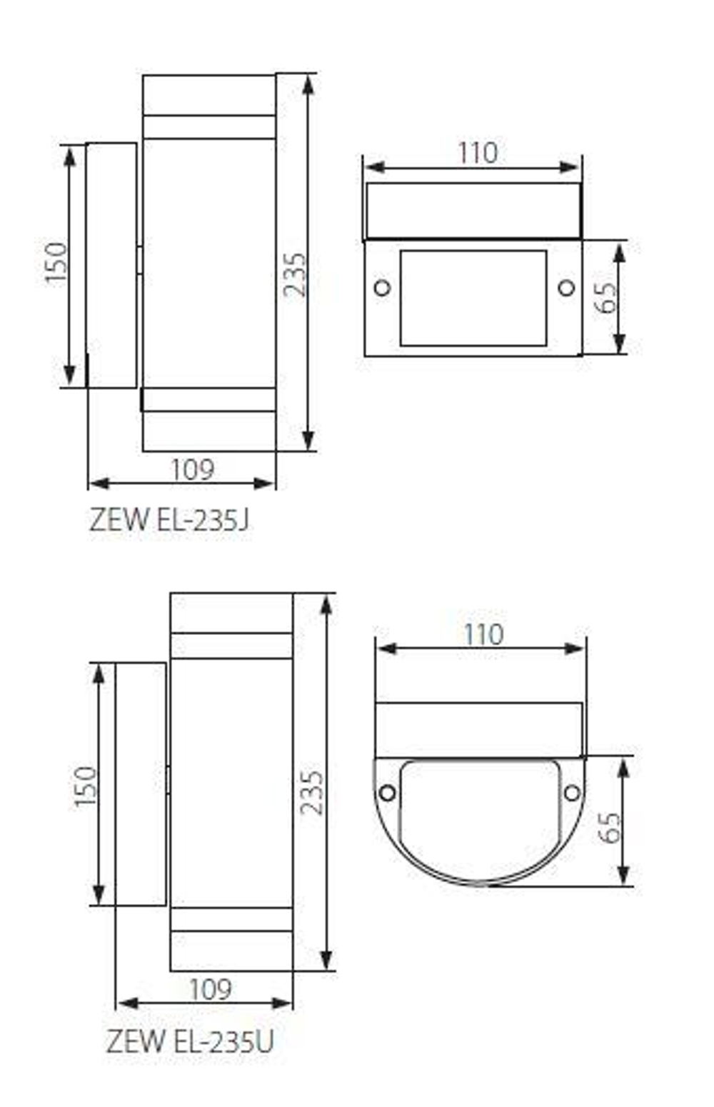 Фасадный светильник двухсторонний KANLUX ZEW EL-235J-B GU10