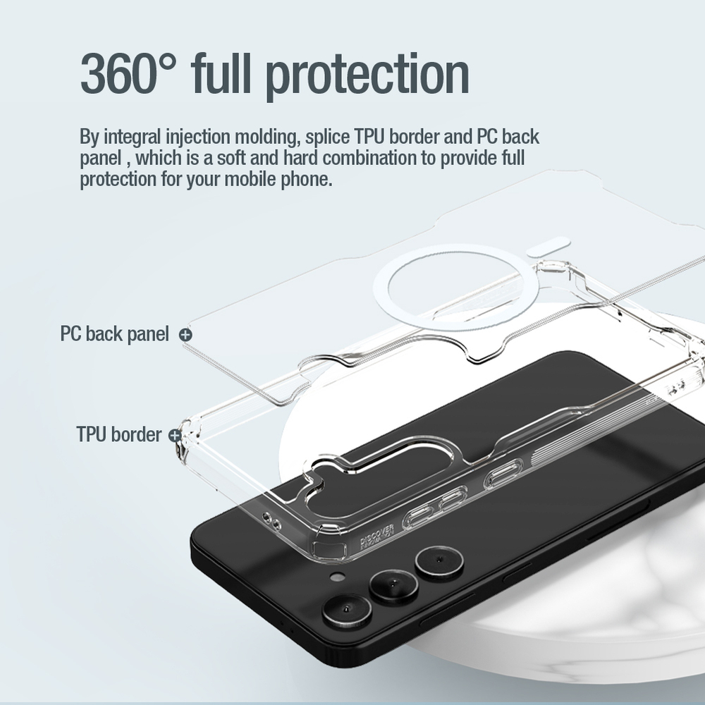 Усиленный прозрачный чехол от Nillkin с поддержкой магнитной зарядки для Samsung Galaxy S24+ Plus, серия Nature TPU Pro Magnetic