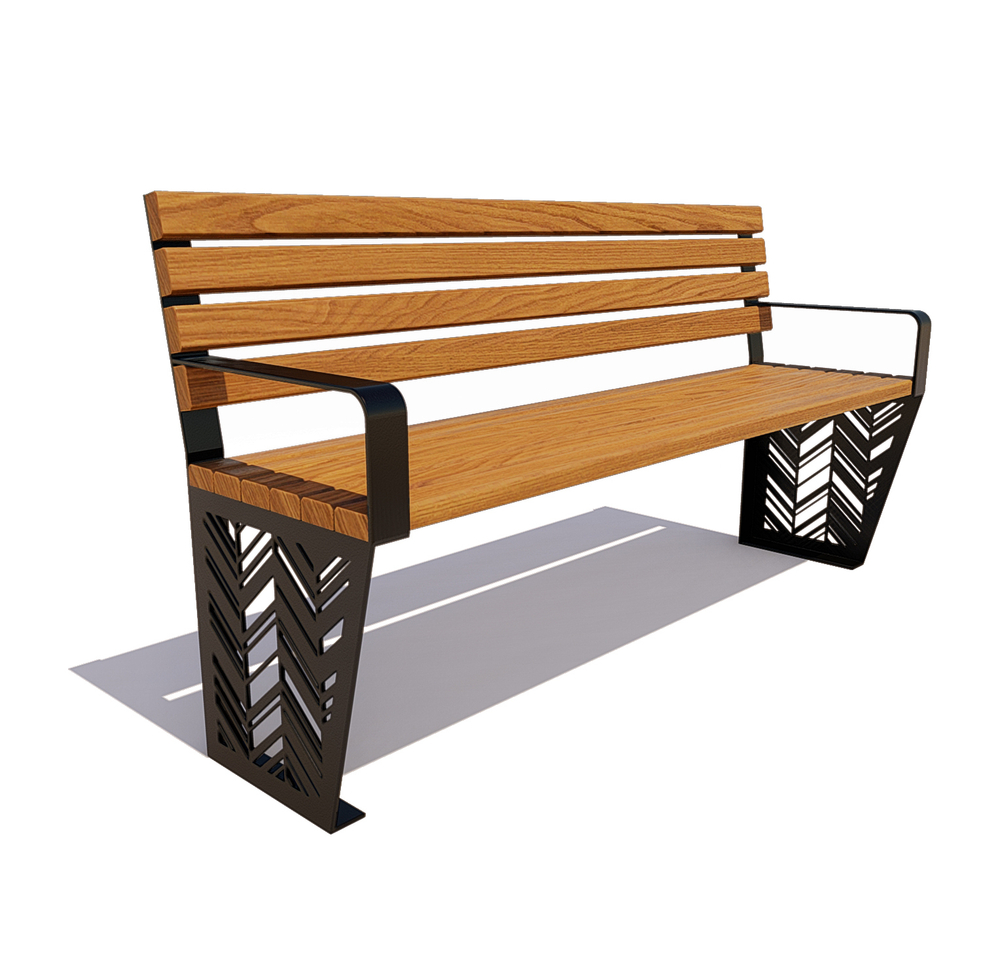Скамейка стальная "Гарнизон" лиственница 1,8м, дуб