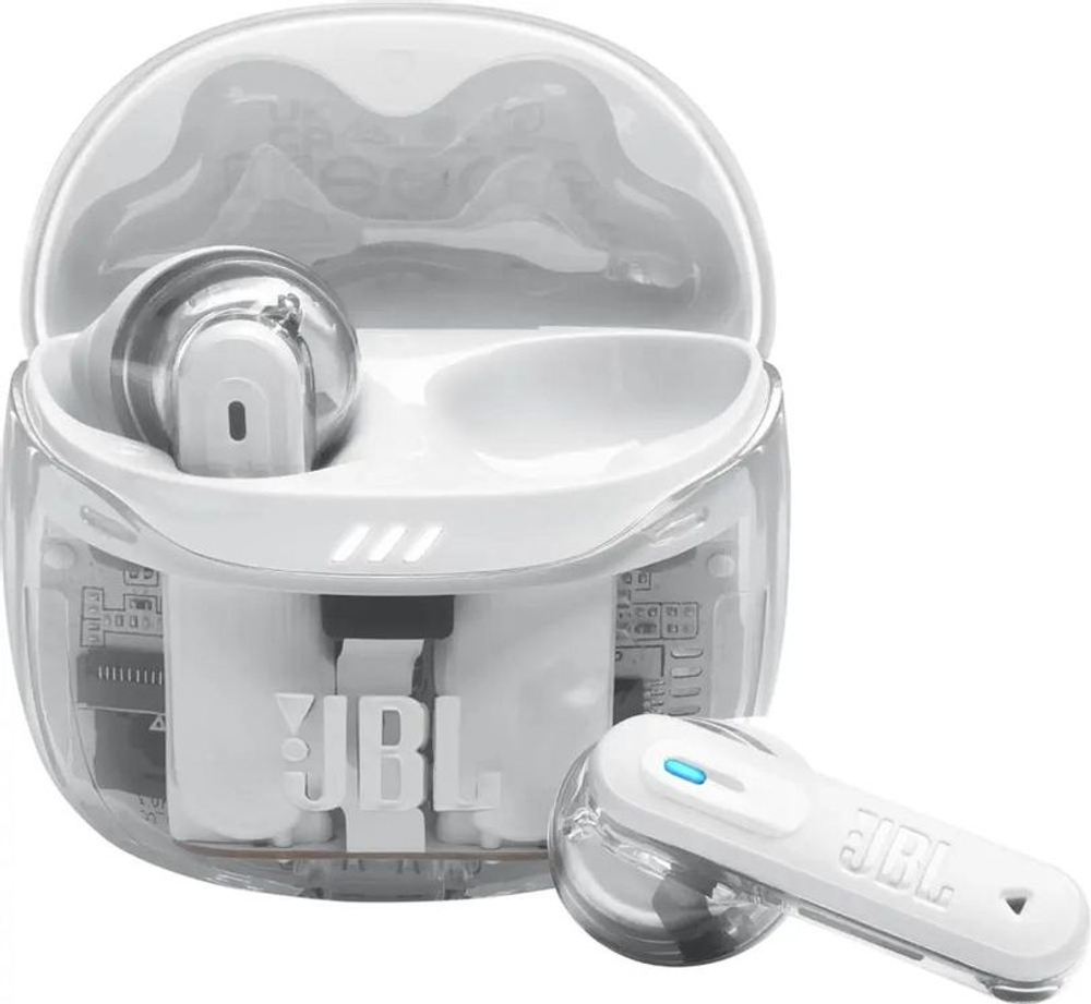 Наушники JBL Tune Flex 2 Ghost Edition, Bluetooth, вкладыши, прозрачный/белый [jbltflex2gwht]
