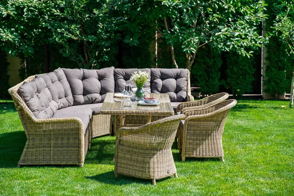 "Бергамо" плетеный центральный модуль дивана, цвет соломенный