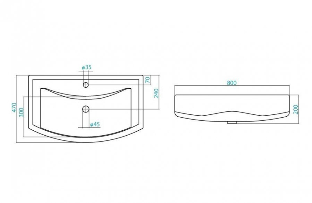 Тумба MISTY Лаванда - 80  подвесная с 2 ящ. c умывальником