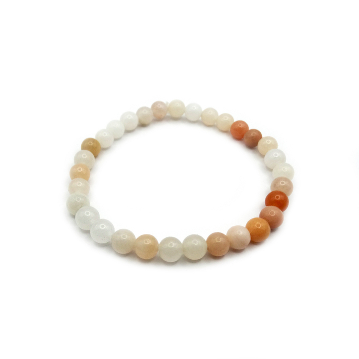 Браслет Кварц (белый бежевый персиковый) шар 6 мм