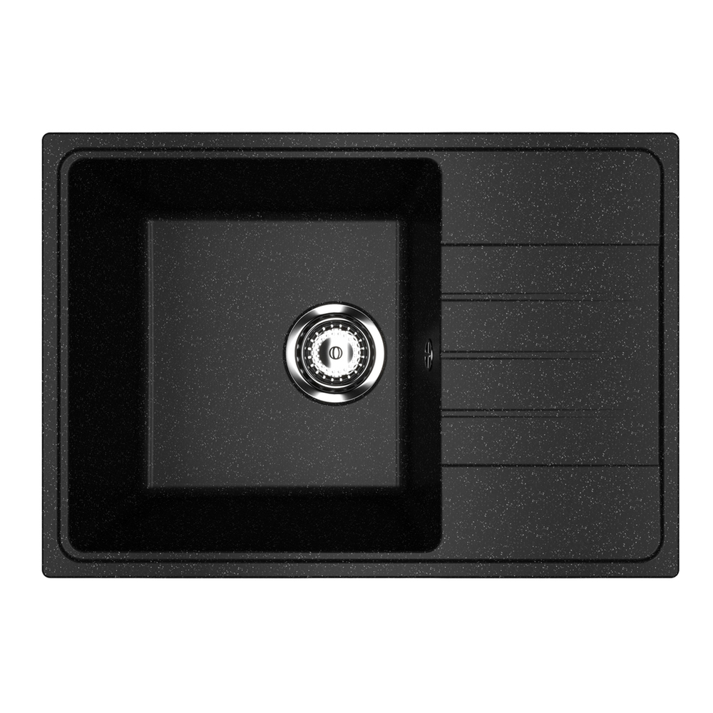 Мойкa ML-GMU06 УЛЬТРА с крылом, черный камень, 600*420 мм (глуб. чаши 170)