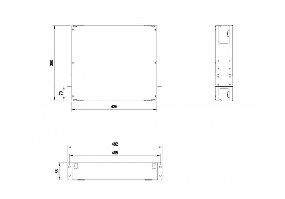 Патч-панель Hyperline FO-19BX-2U-F0-6xSLT-W120H32-EMP, черная, установка в 19'' стойку