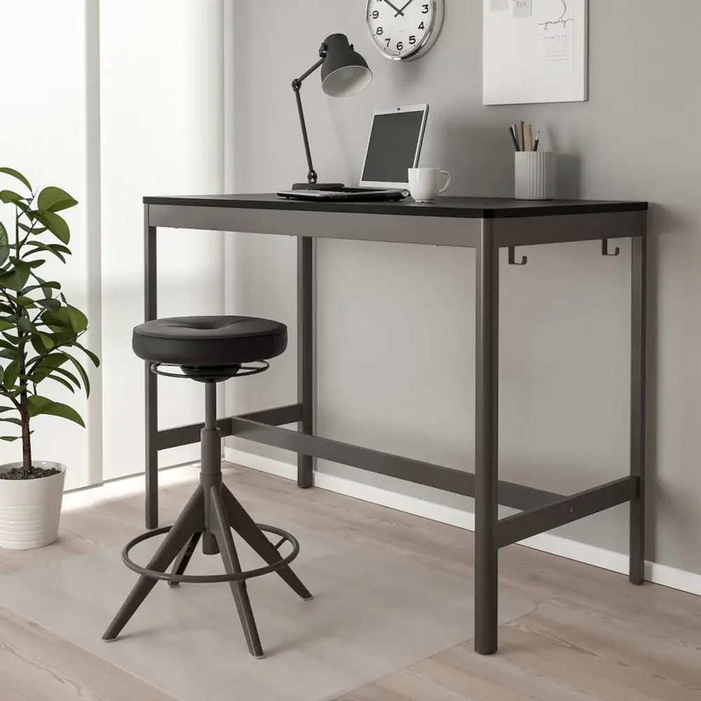 Письменный стол - IKEA IDÅSEN, 140х70 см, темно-серый/черный, ИДОСЕН ИКЕА
