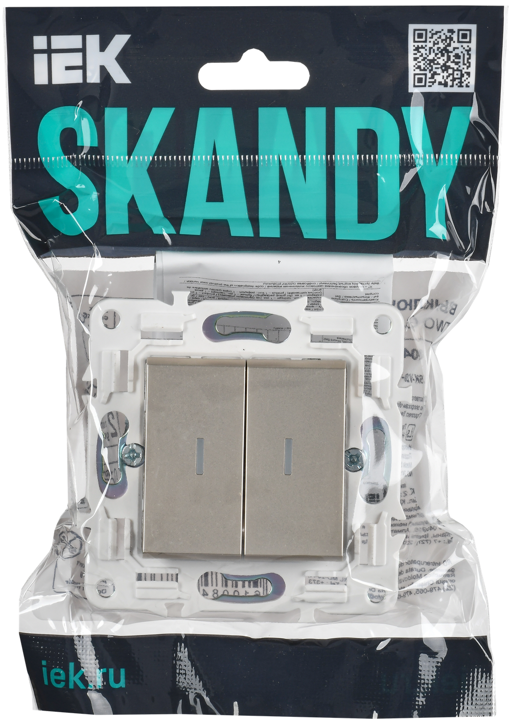 SKANDY Выключатель 2-клавишный с индикацией 10А SK-V09Sh шампань IEK