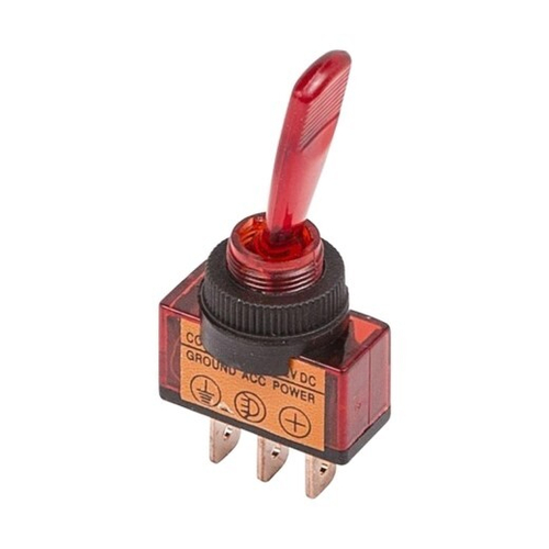 Тумблер 2-х позиц. 12V 20А (3c) ON-OFF однополюсный с красной подсветкой (REXANT)