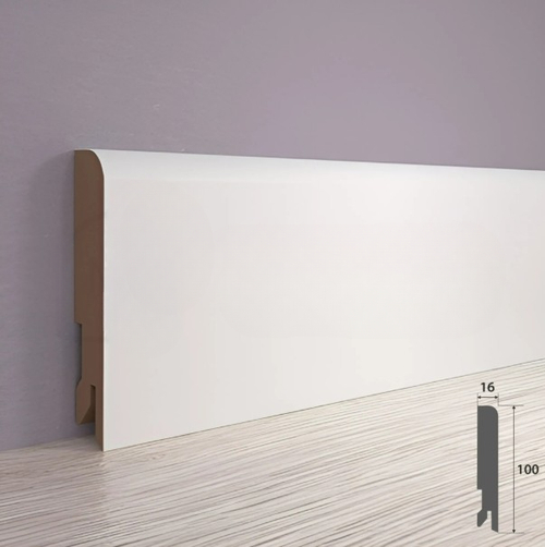 Плинтус МДФ ламинированный Лука Пл 100-1МДФ.2400.24016 белый 16x100х2400 мм