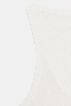 ZARA ТОП ИЗ ТОНКОГО ТРИКОТАЖА БЕЗ РУКАВОВ, БЕЛЫЙ