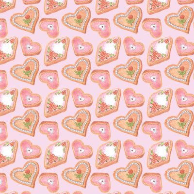 печенье сердечки на розовом.