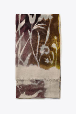 ZARA ПЛАТОК С ЦВЕТОЧНЫМ ПРИНТОМ, ЭКРЮ