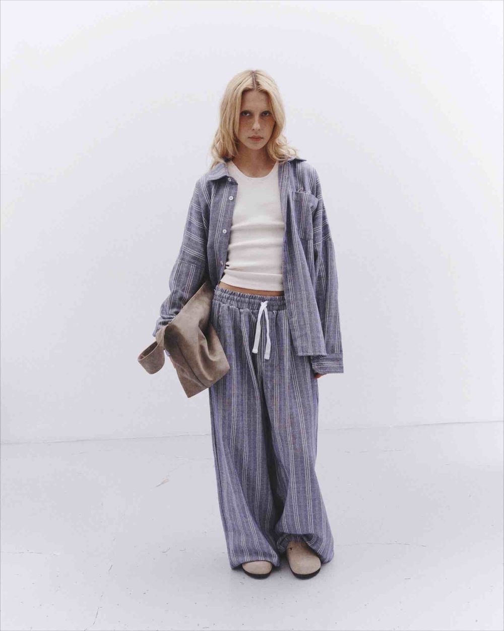 Брюки One Two Striped Baggy Pants Blue