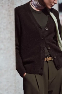 ZARA КАРДИГАН ИЗ МЯГКОЙ ТКАНИ, КОРИЧНЕВЫЙ