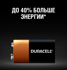 Duracell Батарейка Крона (6LR61, 1604A), 2 шт./уп.