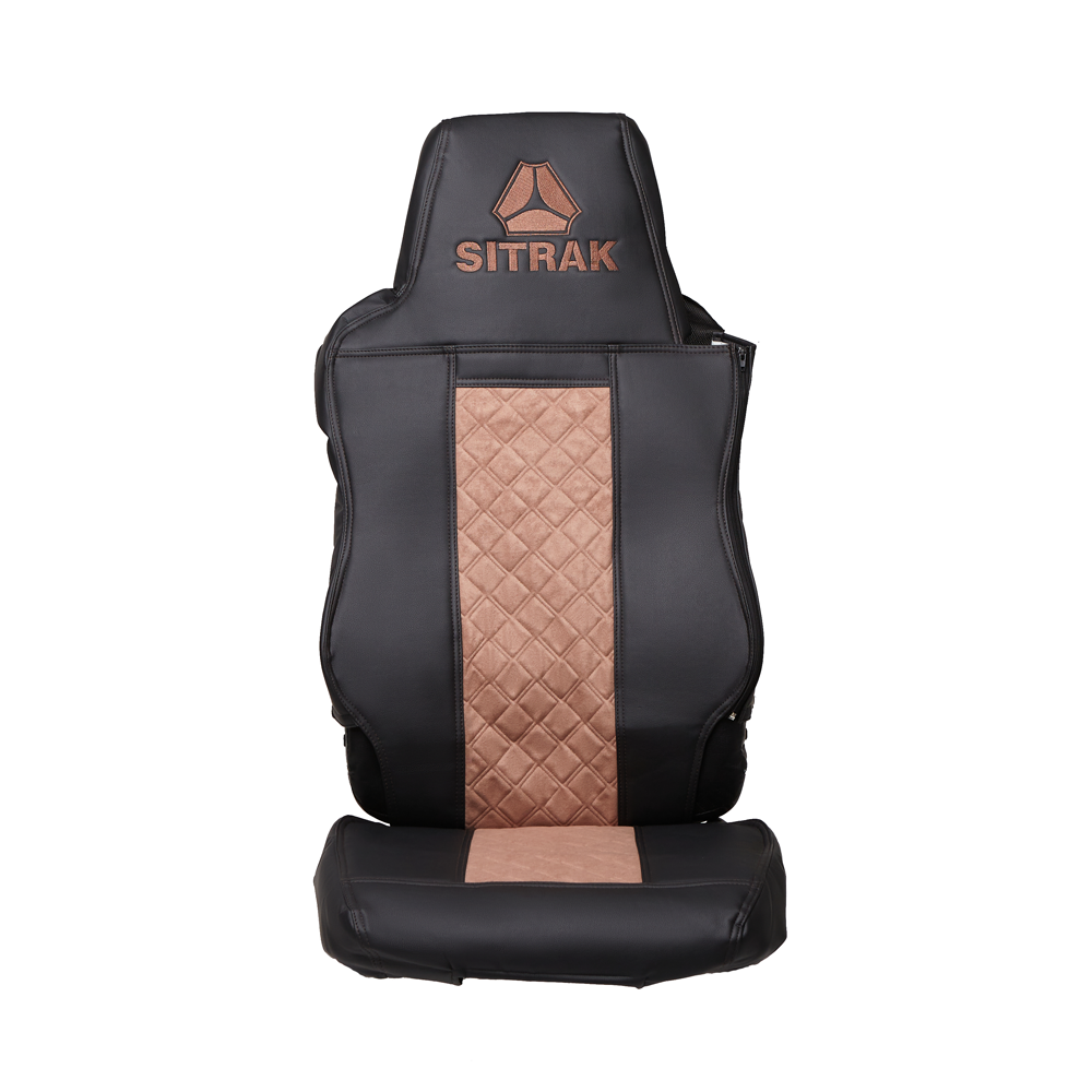 Чехлы SITRAK C7H (экокожа, черный, коричневая вставка)