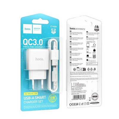 Зарядное устройство на Micro-USB Hoco C140A QC3.0 (white)
