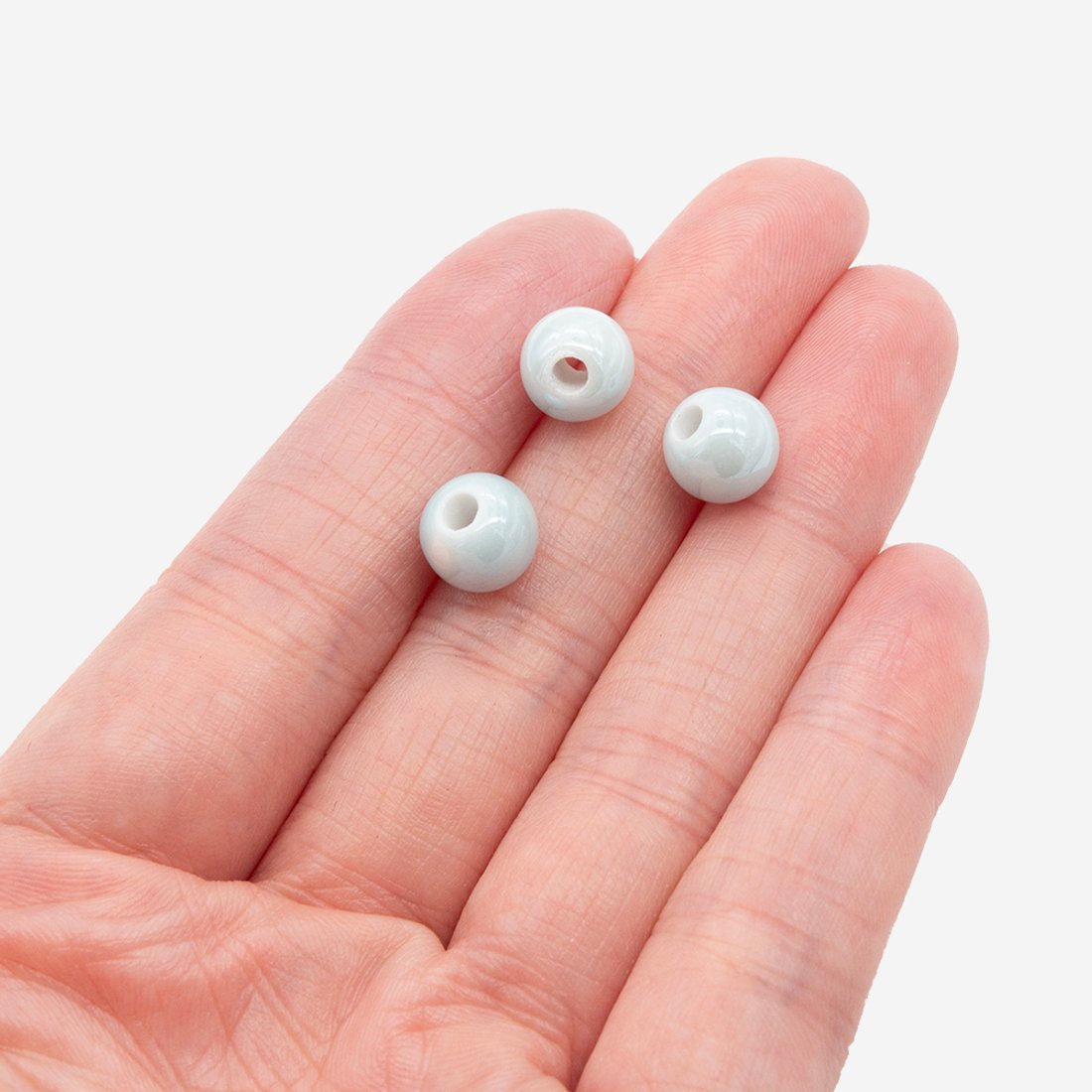 Бусина в форме шара, 8,3мм, голубая, глазурированный фарфор