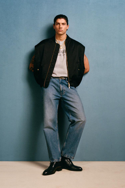 ZARA X WILLY CHAVARRIA ДЖИНСЫ ПРЯМОГО КРОЯ, ГОЛУБОЙ