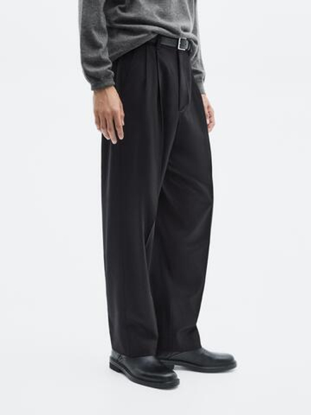 Massimo Dutti Фланелевые брюки с вытачками, темно-синий