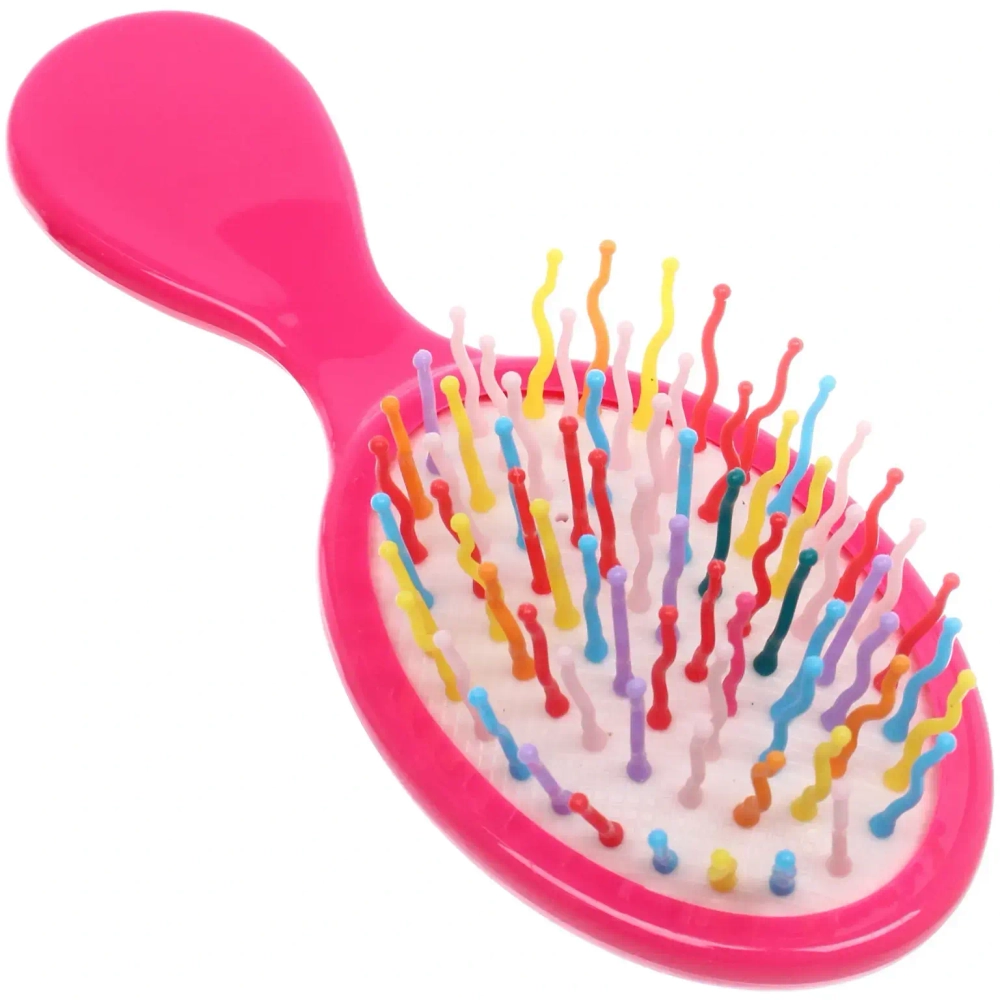 Расчёска массажная детская «Little darling», улыбчивый пончик, цвет ярко - розовый, разноцветные зубчики, 13,8*6см (пакет с подвесом)