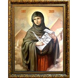 Сарра Ливийская, Египетская, дева, преподобная отшельница. Икона на холсте.