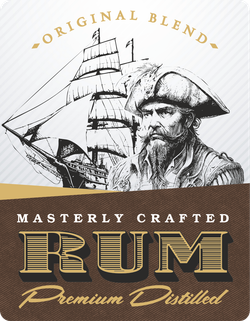 Наклейки на бутылки "РОМ" блестящие