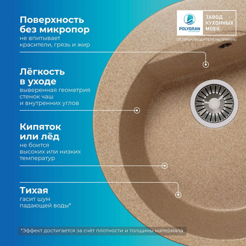 Мойка POLYGRAN ATOL-520 песочный №302