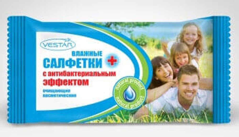 Салфетки влажные Vestar антибактериальные семейные 70 штук